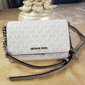 MICHAEL KORS JSTV PHONE CASE CROSSBODY BRIGHT WHITE